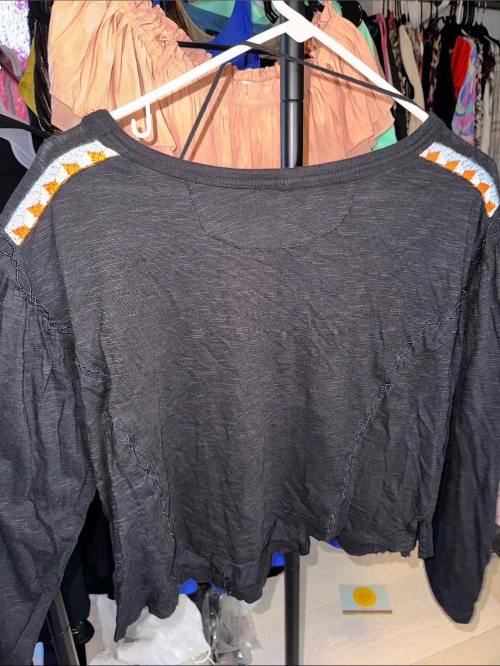 Free People Long-Sleeve Embroidered Top